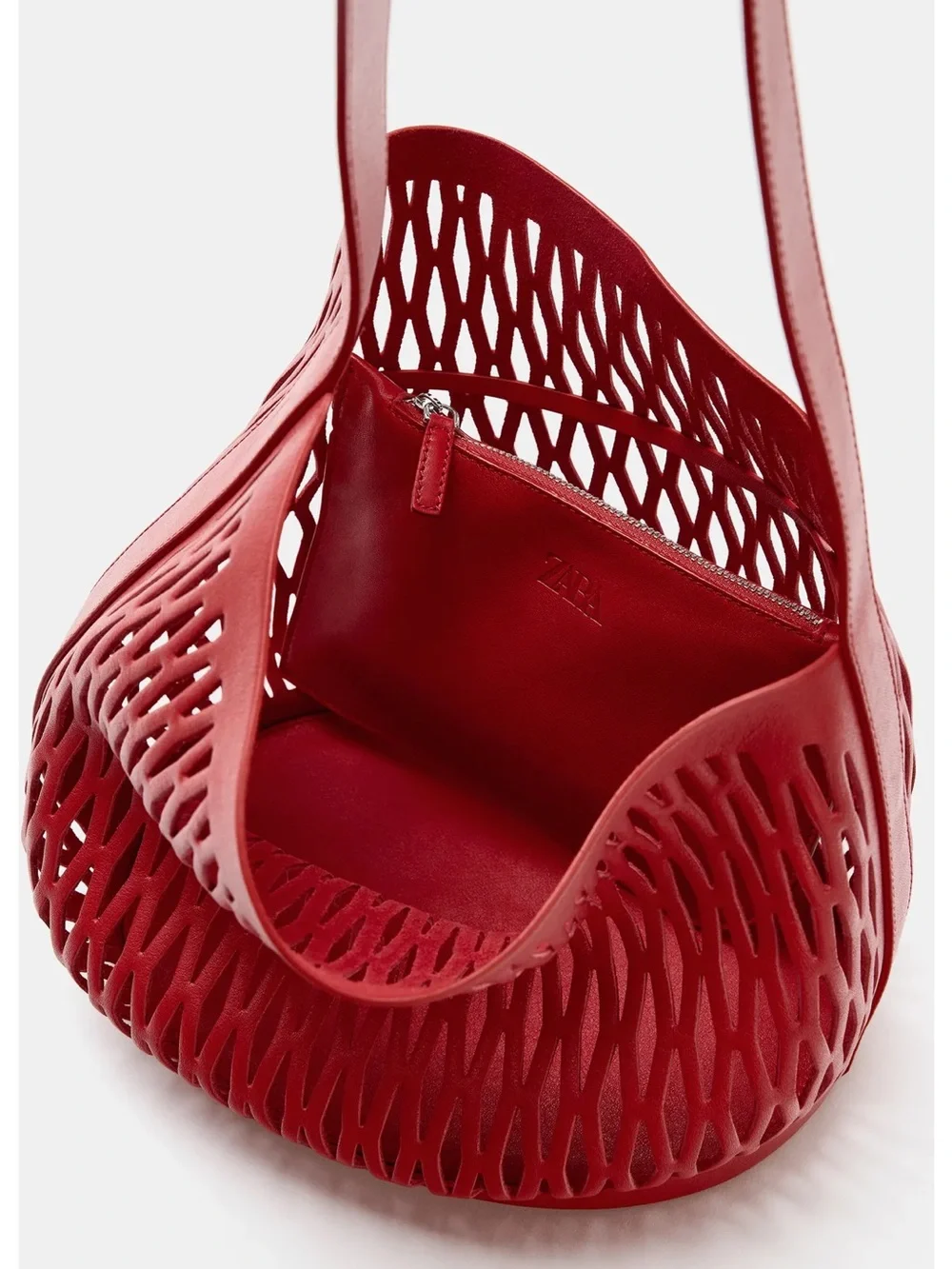 Zara Red Die Cut Leather Bag
